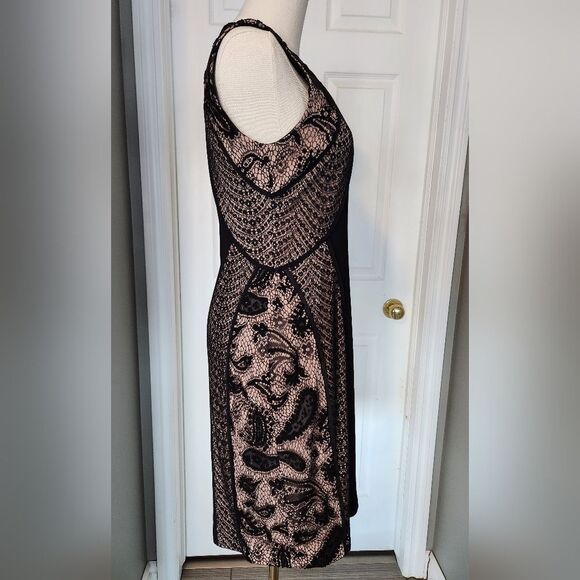 Joseph Ribkoff Black & Tan Lace Dress - Picture 4 of 6